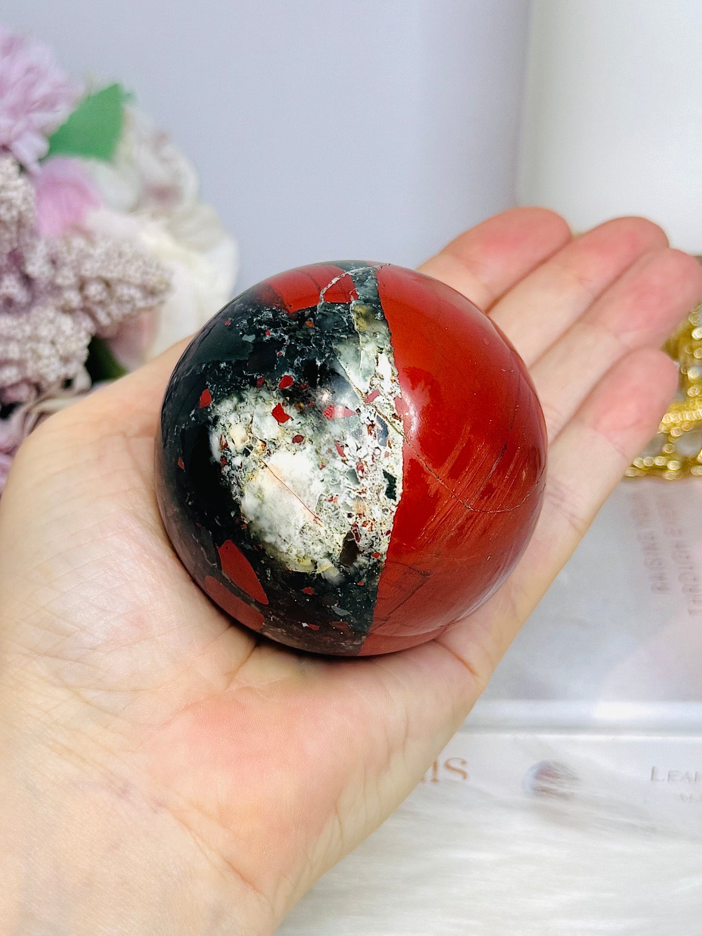 Blood Stone Large Sphere On Stand 424g