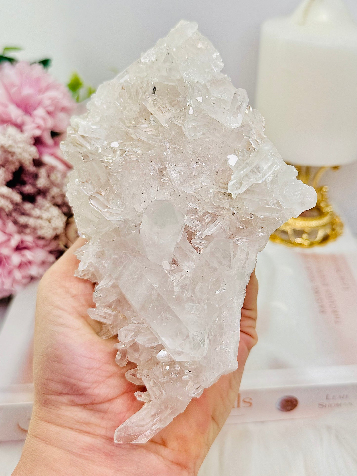 High Grade 253gram Clear Quartz Cluster with Perfect Points From Brazil