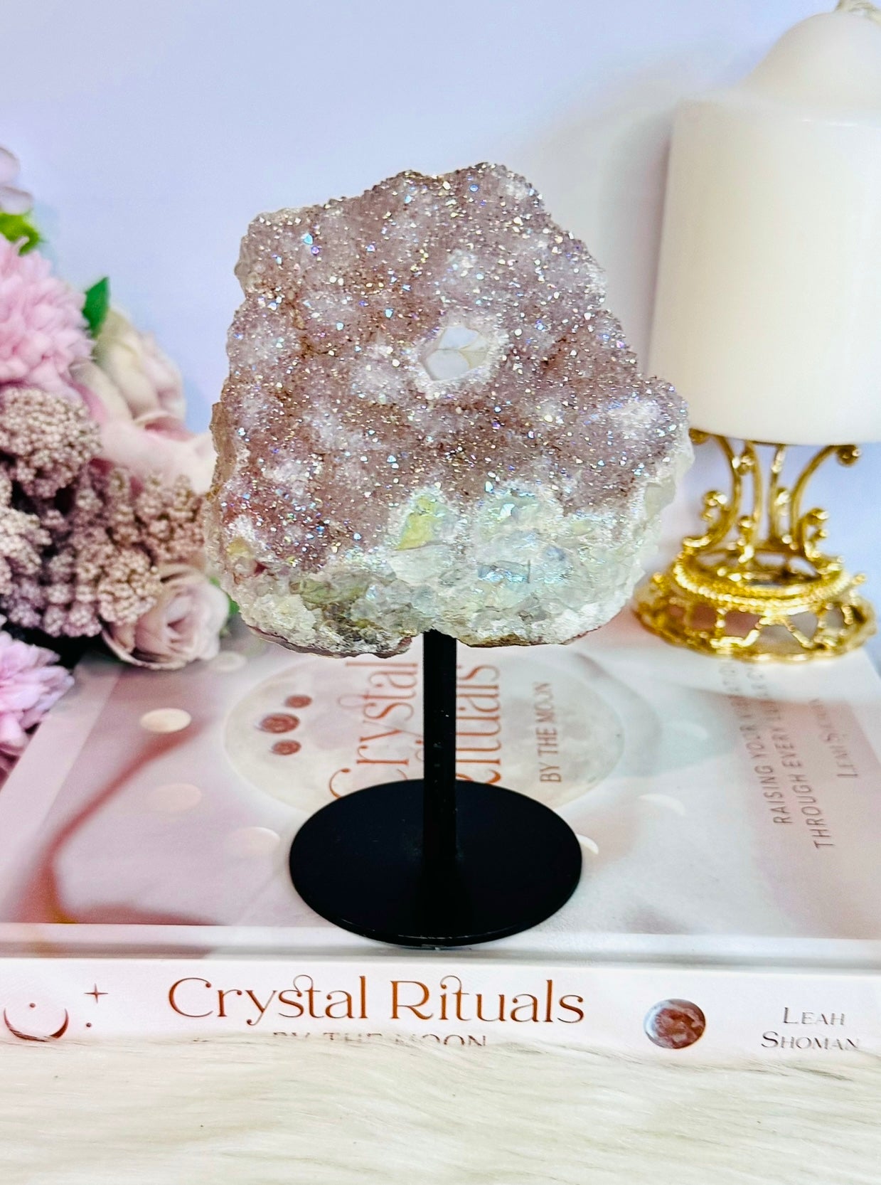 Classy & Fabulous Large 14cm Chunky Angel Aura Amethyst Cluster on Stand From Brazil