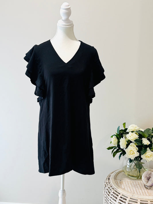 Black Dress with Ruffle Sleeves Size Medium