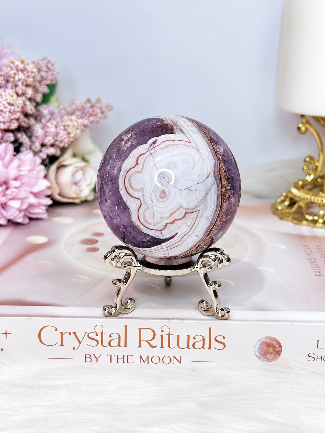 Crazy Lace Amethyst Sphere on Stand 274g