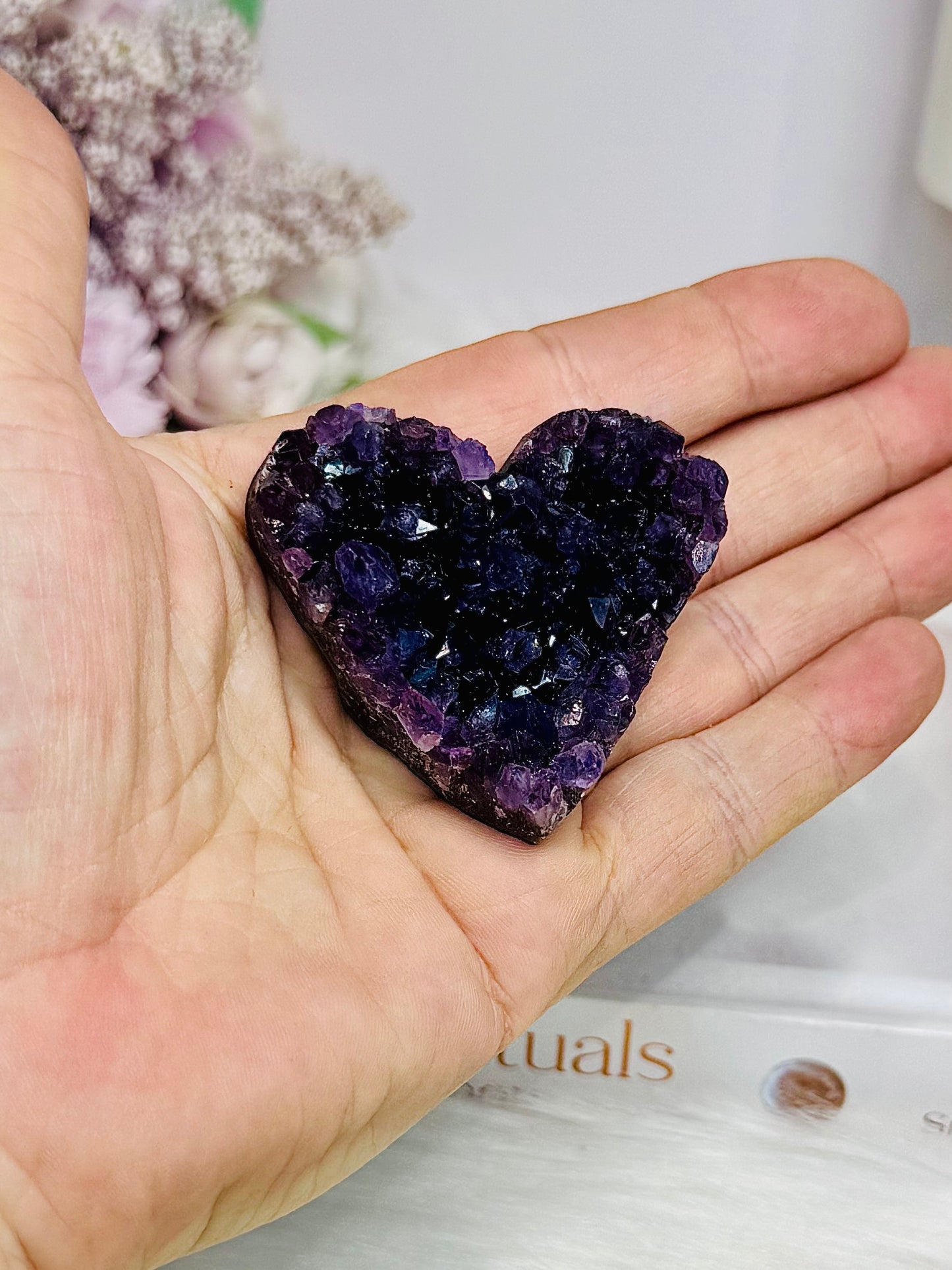 High Grade Amethyst Cluster Heart on Stand 6cm