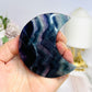 Rainbow Fluorite Moon On Stand 8cm