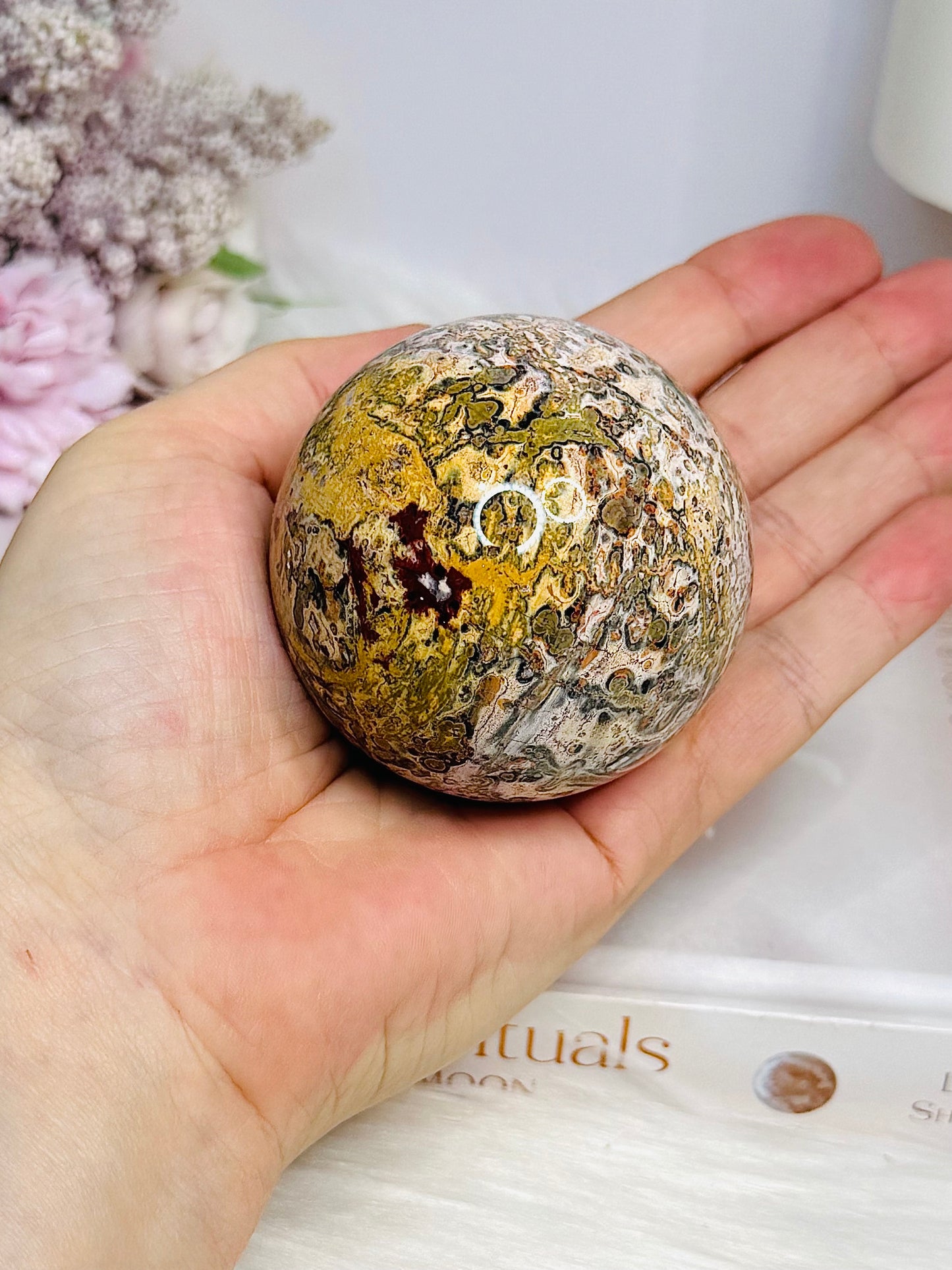 Leopard Skin Jasper Sphere on Stand 237g