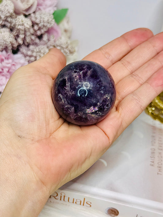 High Grade Purple Fluorite Sphere on Stand 163g