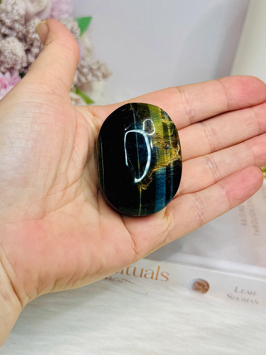 Large Blue Tigers Eye High Grade Palm Stone