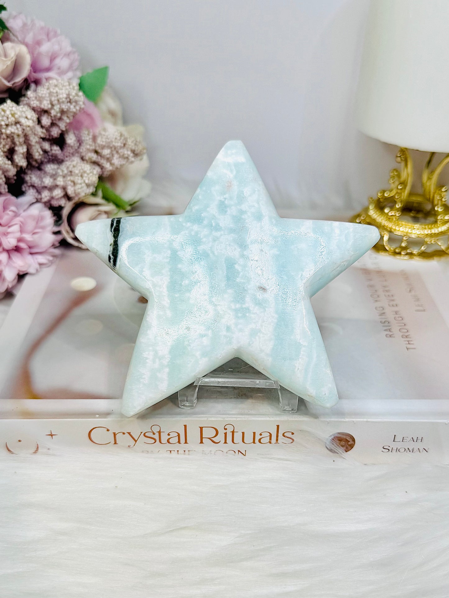 Large Caribbean Calcite Star on Stand 11.5cm