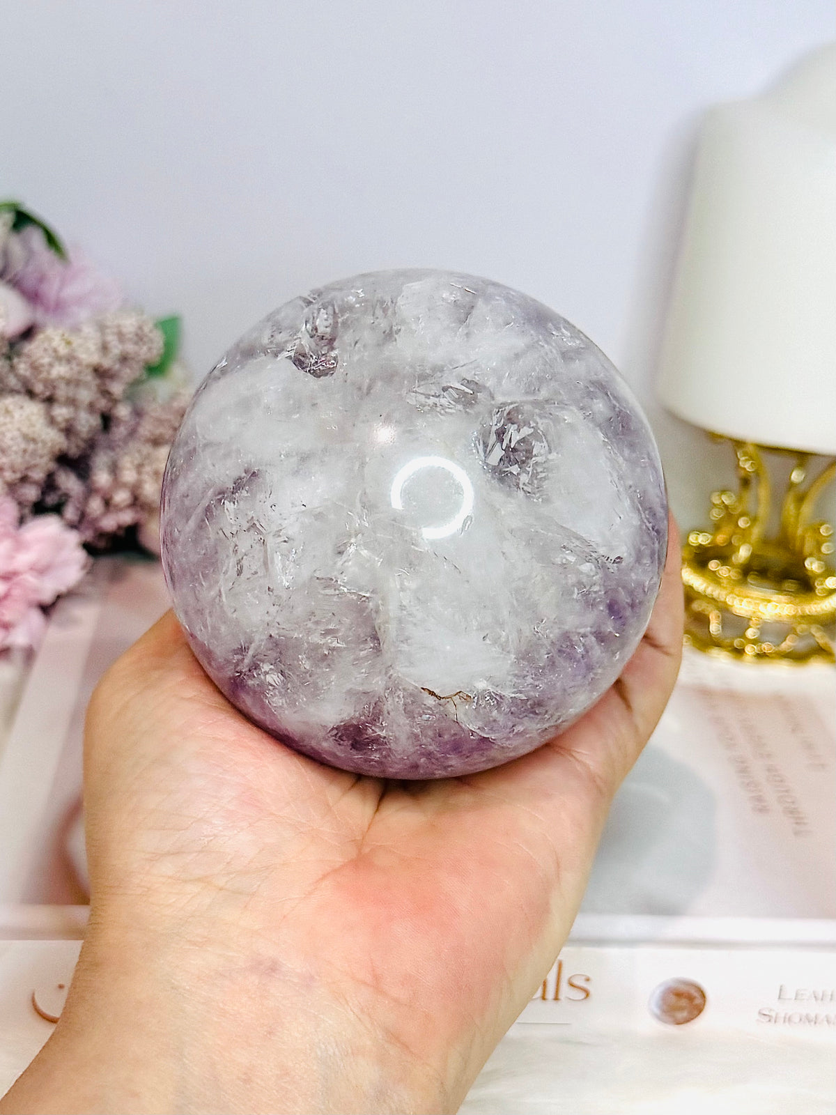 Large High Grade Purple Agate Sphere on Stand 851g