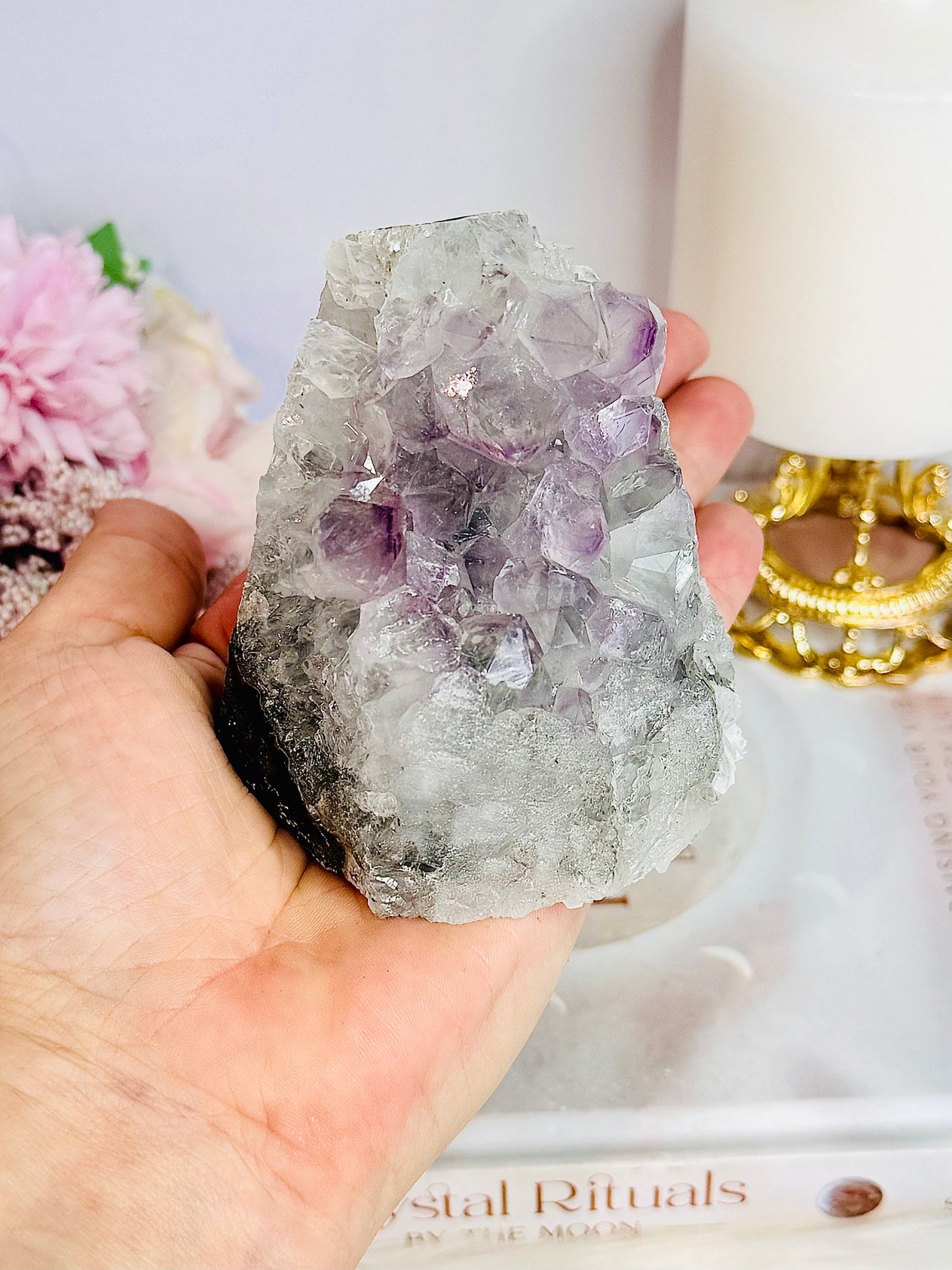 Natural Base Cut Amethyst Cluster 397grams