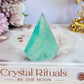 Natural Green Fluorite Faceted Carved Flame 6.5cm