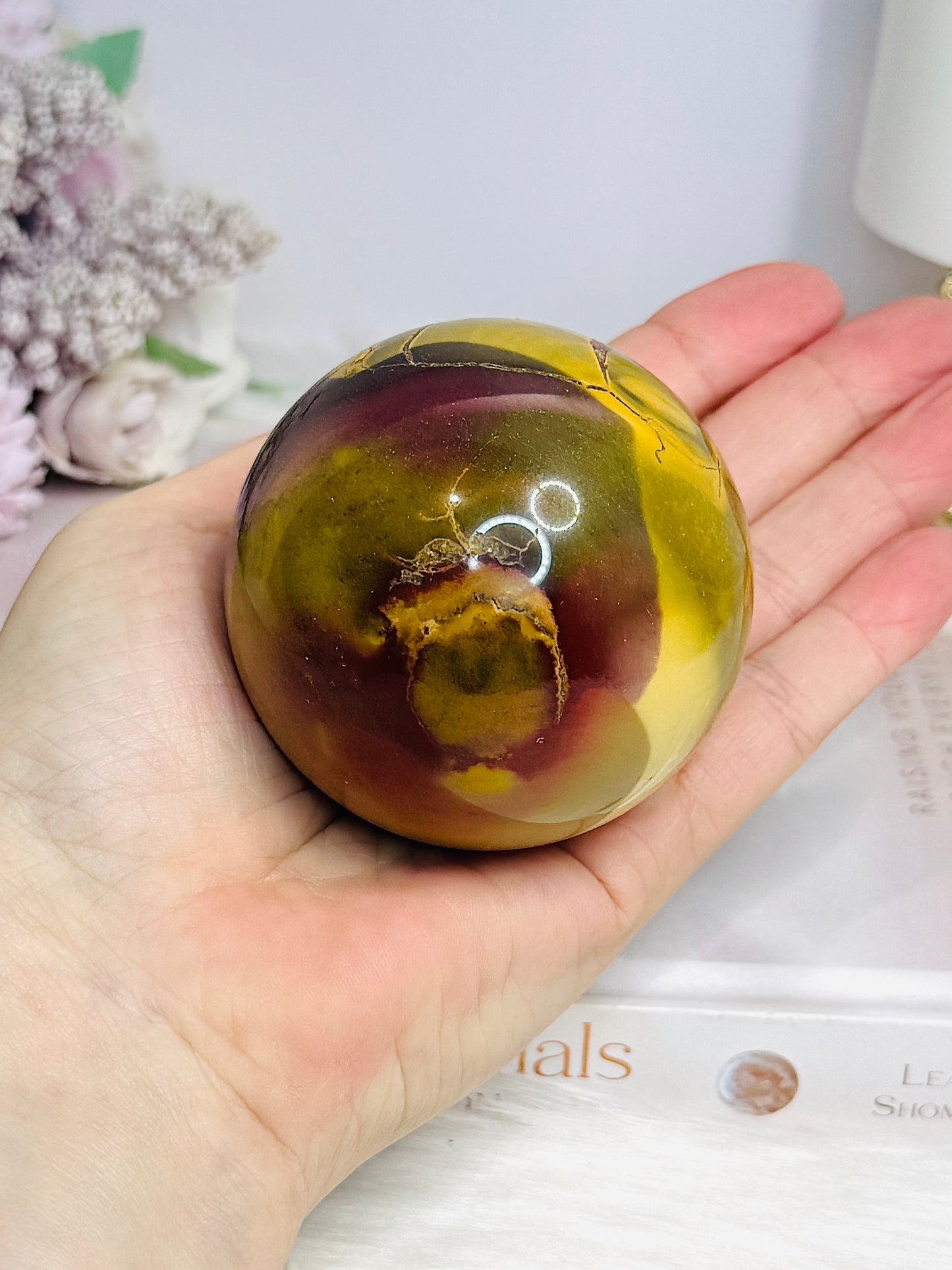 Large Mookaite Jasper Sphere on Stand 371g