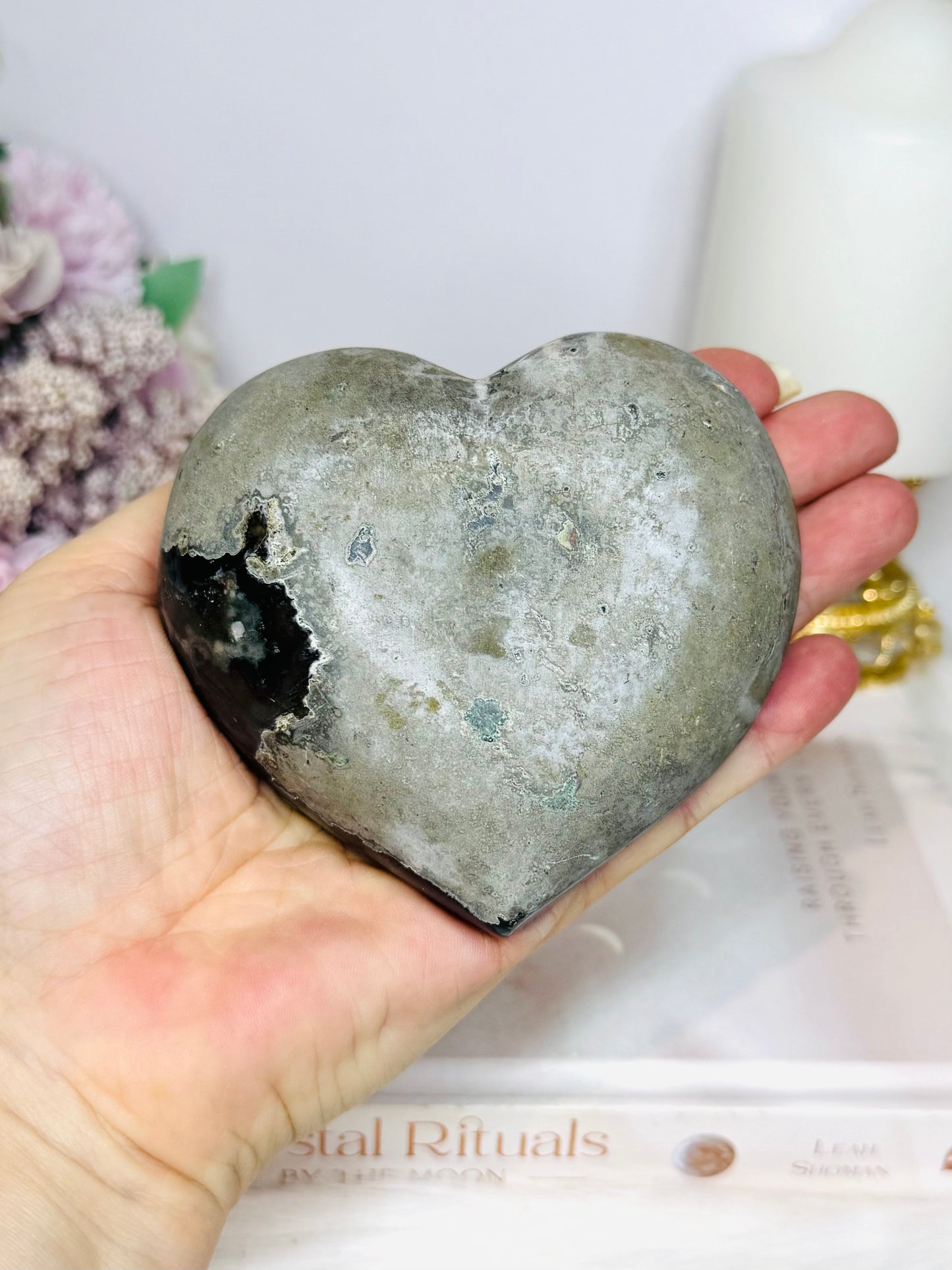 Large High Grade Amethyst Cluster Heart on Stand 331g