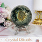 Orbicular Ocean Jasper Druzy Sphere on Stand 418g