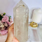 Huge Stunning 1.39KG Natural Lemurian Quartz Chunky Double Terminated Point | Tower On Stand From Brazil