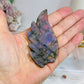 Purple Labradorite Heart with Wings ~ Each piece is full of flash 18cm