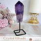 Beautiful Natural Amethyst Point | Tower On Black Stand 12cm