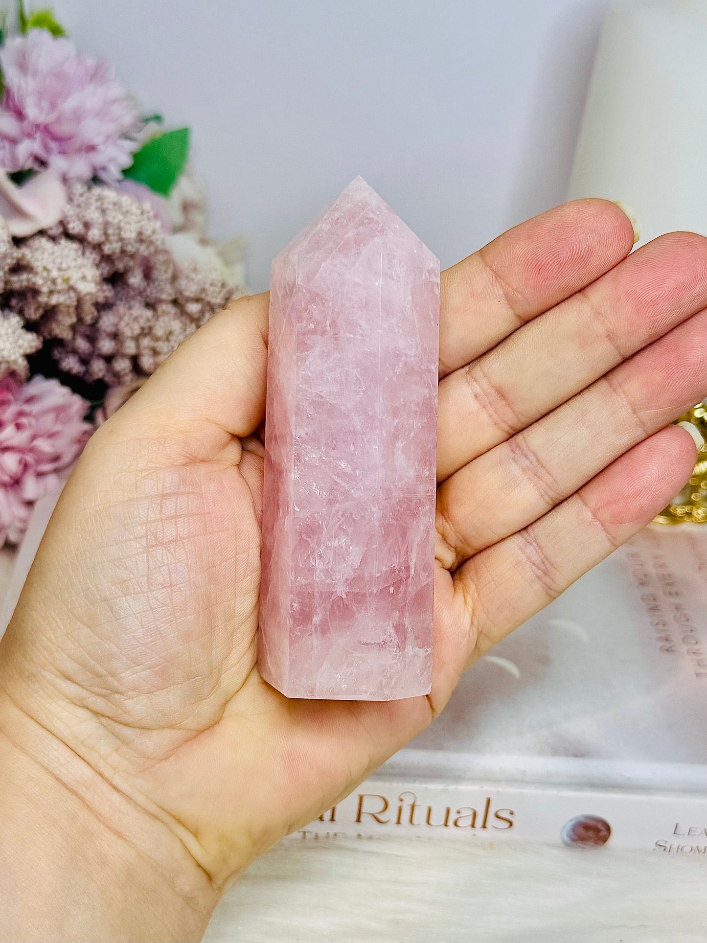 Chunky Rose Quartz Tower 10cm