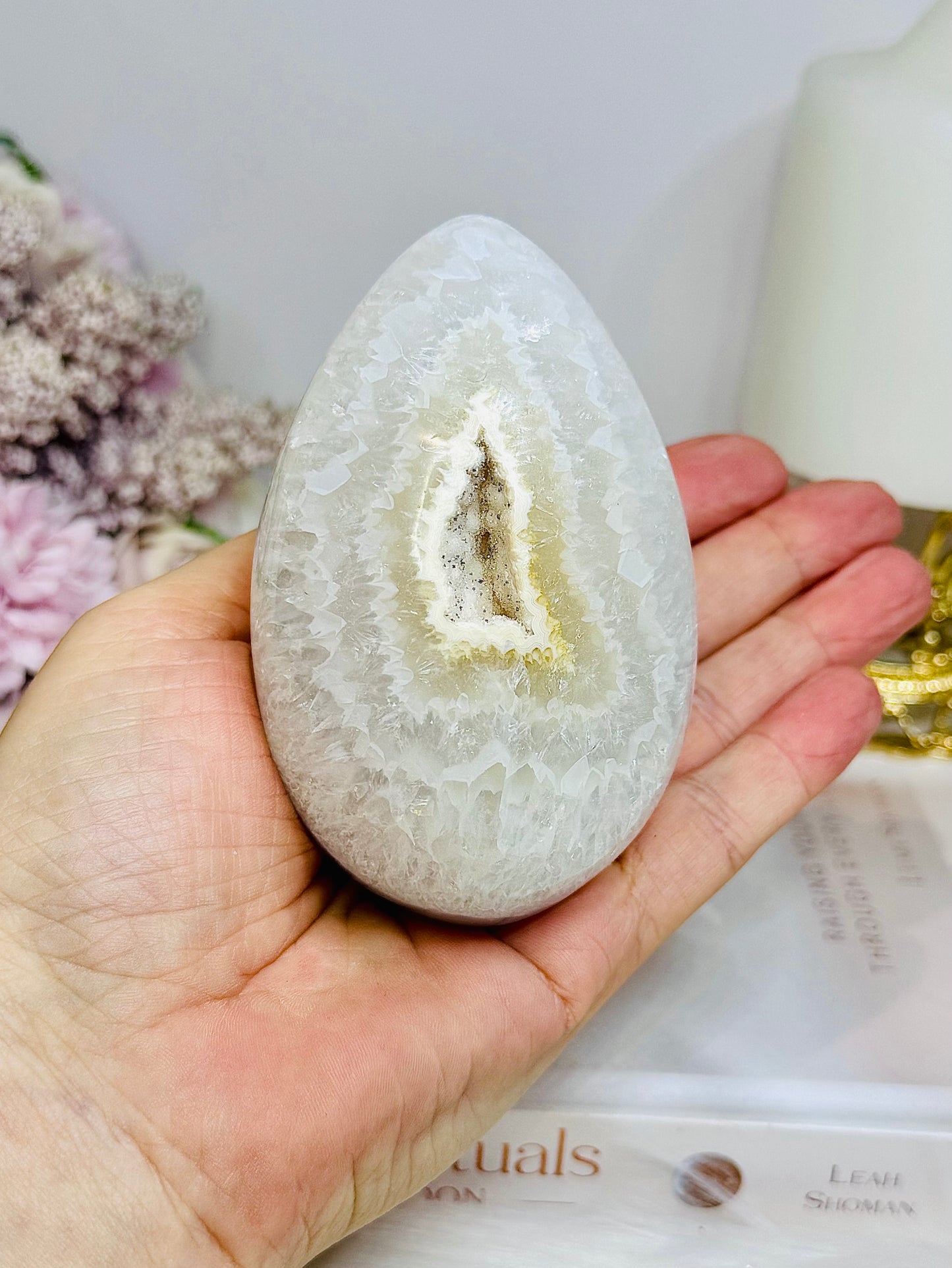 Large Druzy Agate Egg on Stand 9cm 423g