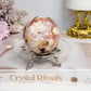 High Grade Flower Carnelian Sphere on Stand 246g