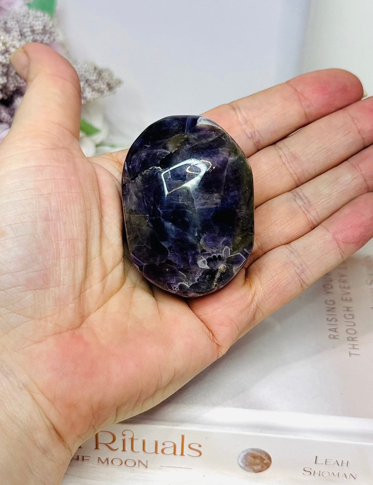 Chevron Amethyst Palm Stone