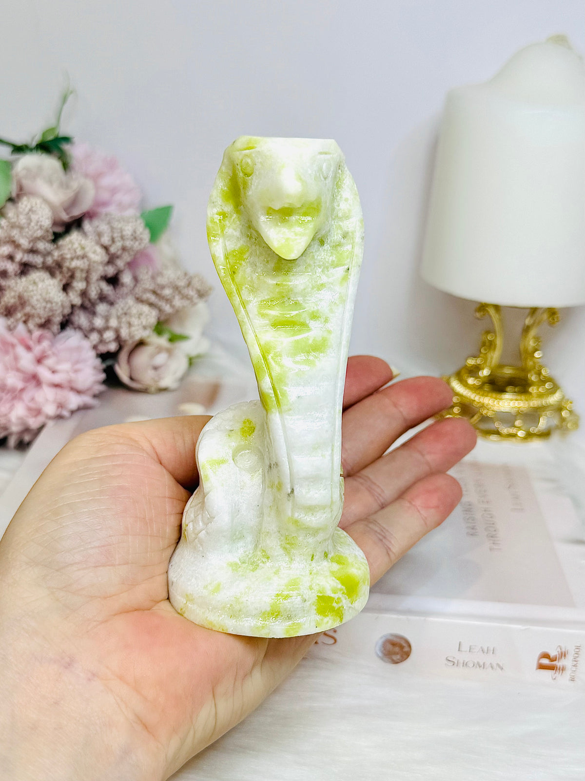 Large Serpentine Jade Cobra Snake 12cm