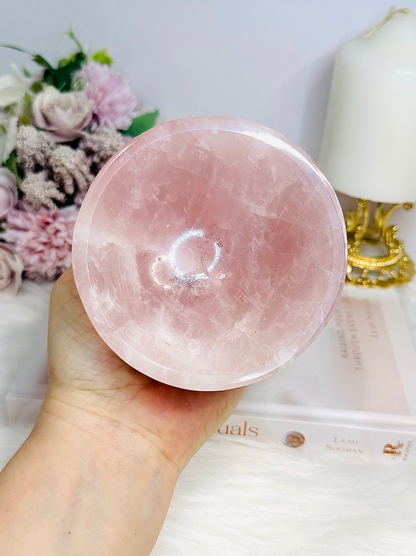 Large Chunky Rose Quartz Bowl 680g