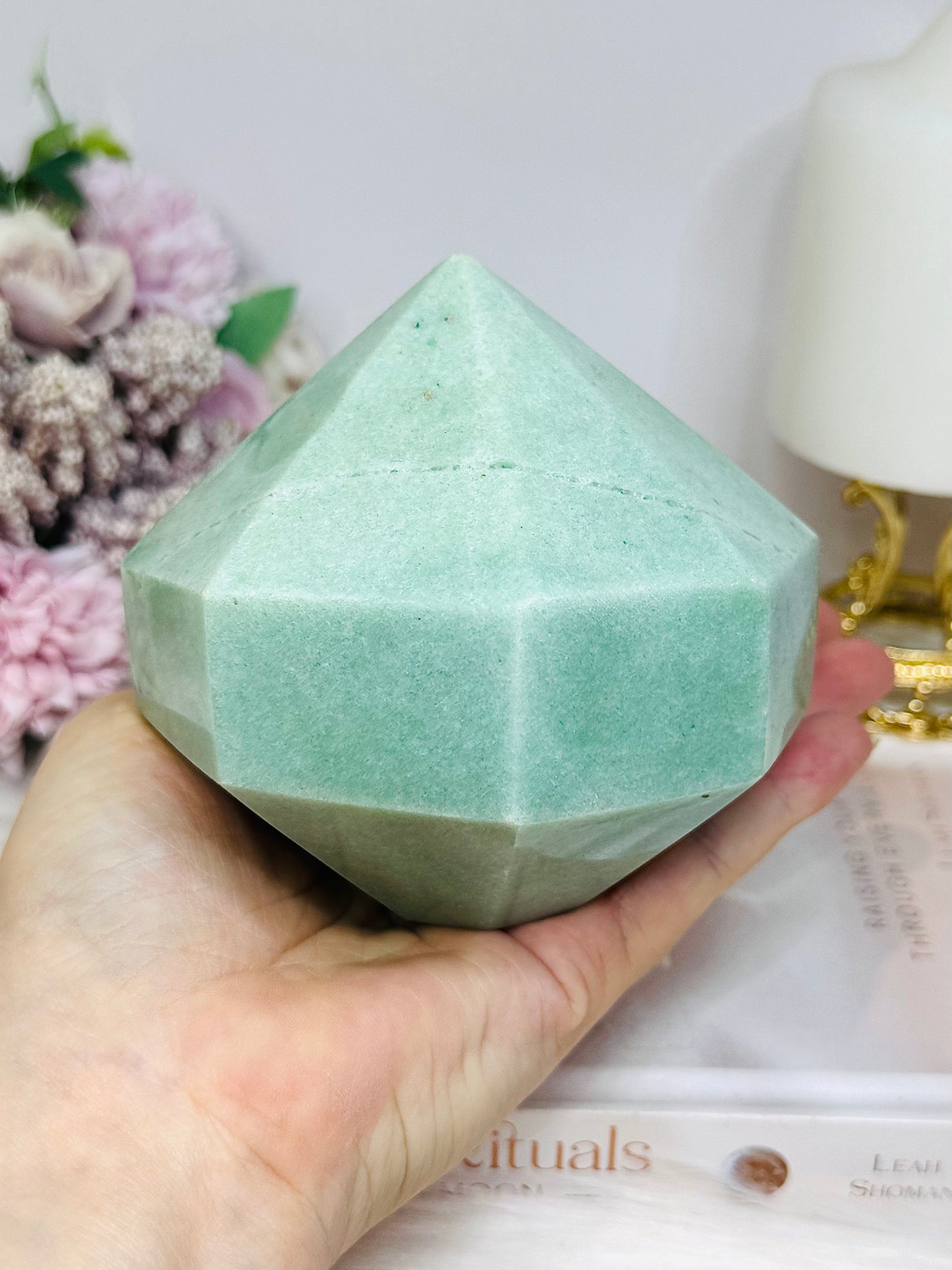 Unique Large Amazonite 8 Sided Freeform 1.17KG (sticker marks on crystal)