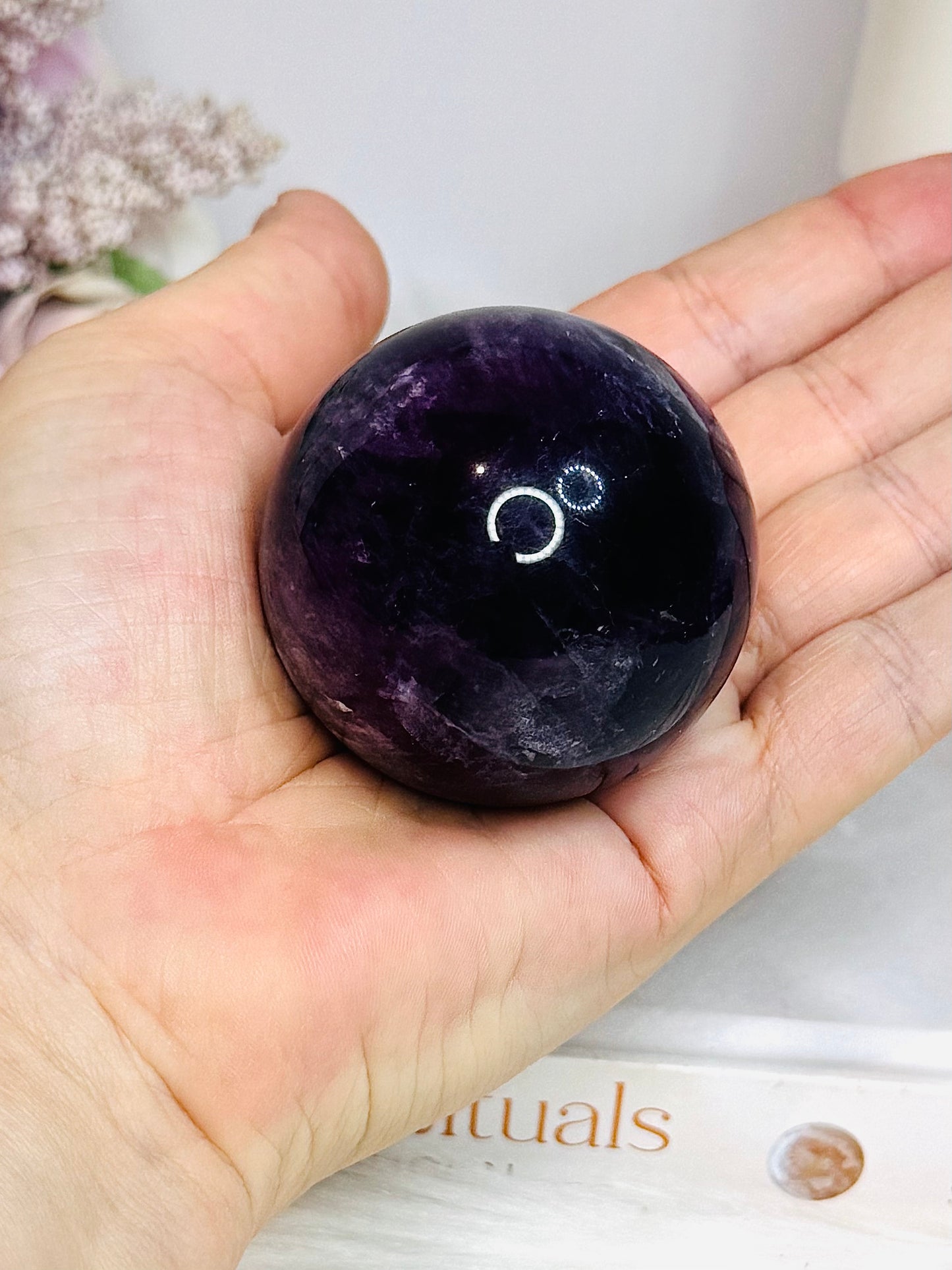 High Grade Purple Fluorite Sphere on Stand 216g