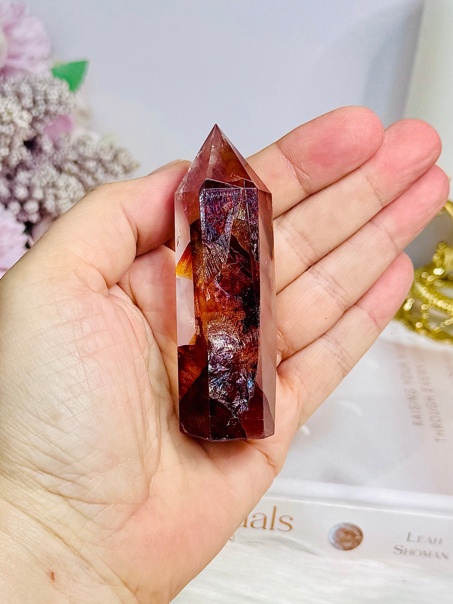 High Grade Fire Quartz Tower Full of Rainbows 8cm