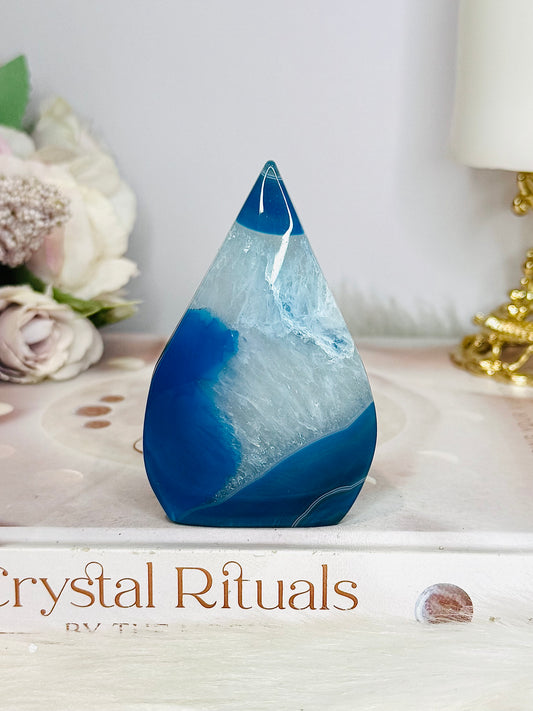 Blue (Dyed) Druzy Agate Flame | Freeform 7.5cm