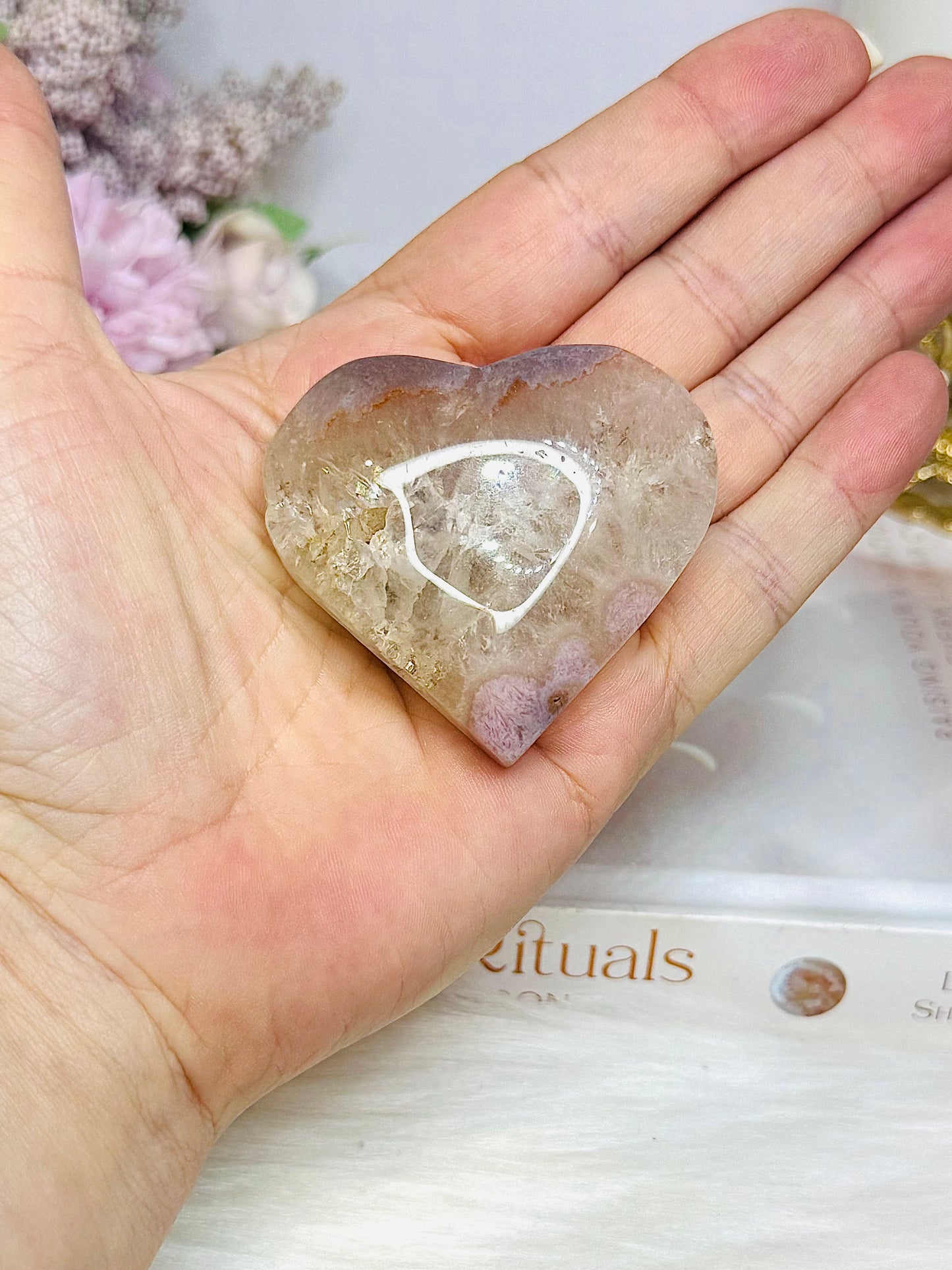 Pink Amethyst Heart On Stand 5cm
