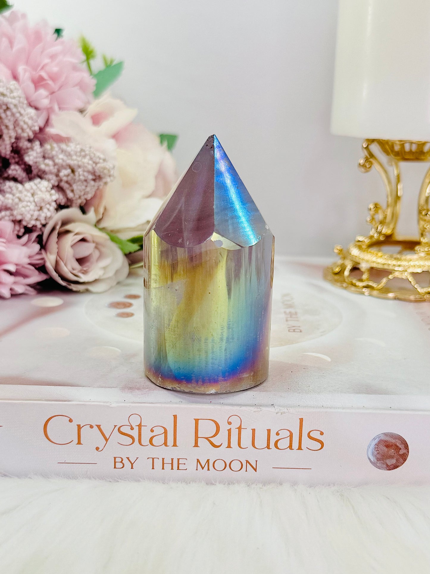 Gorgeous 7.5cm Angel Aura Druzy Agate Cylinder | Tower