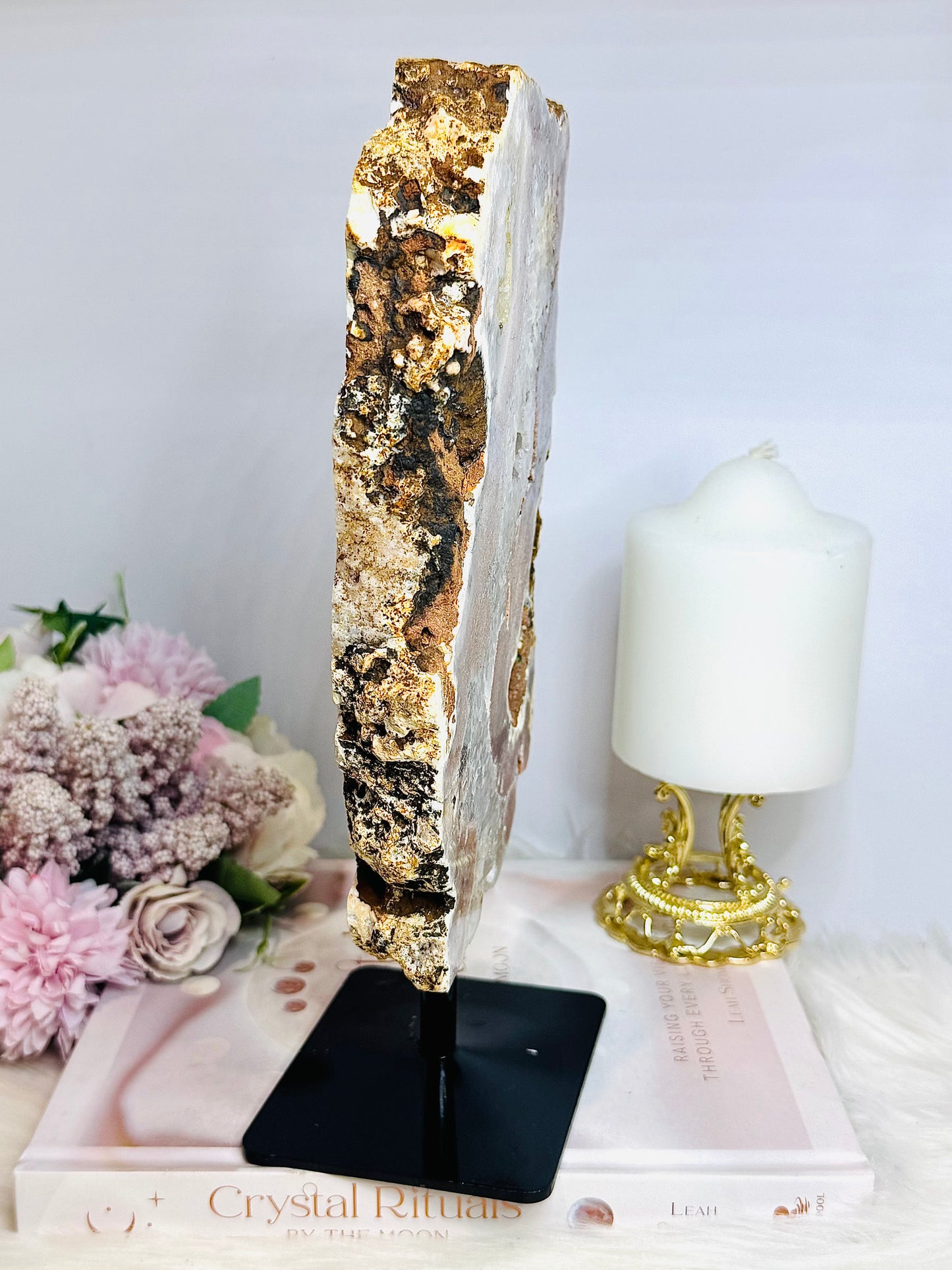 Large Druzy Pink Amethyst Chunky Slab on Stand 26cm 1.5KG