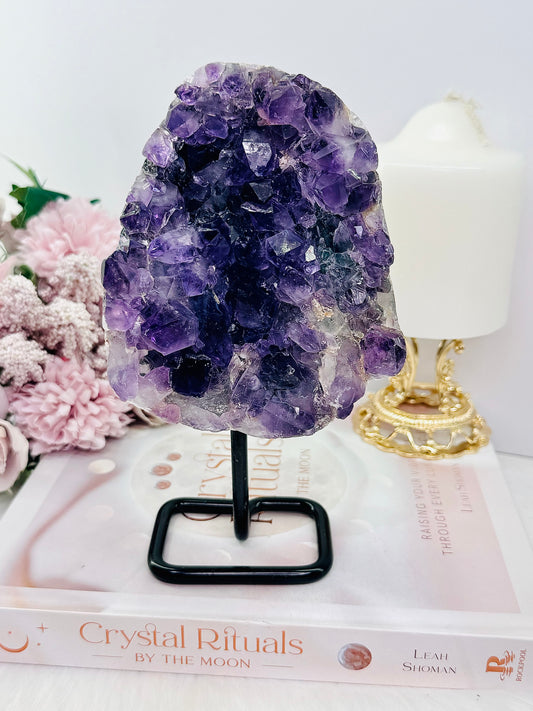 Natural Amethyst Cluster on Stand 19cm From Brazil