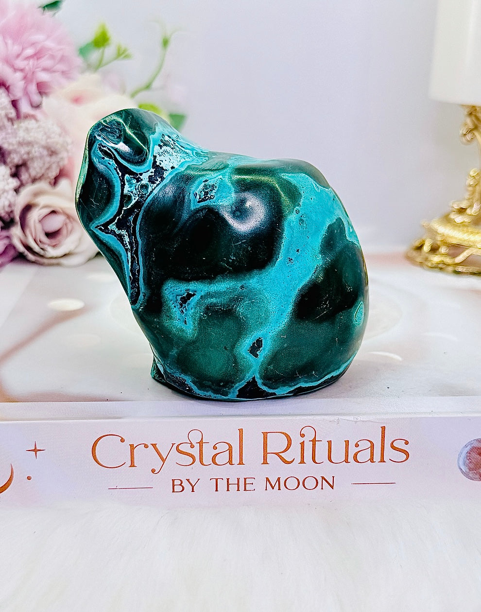 Helps Heal Heartache ~ Stunning Large Malachite |Chrysocolla Polished Natural Freeform 415grams