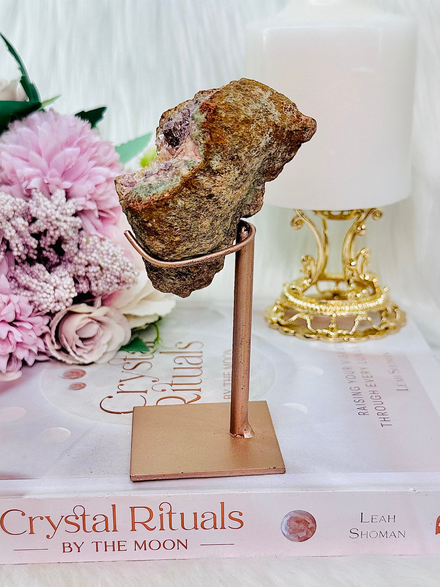 Simply Spectacular Pink Amethyst Druzy Geode on Rose Gold Stand From Brazil 11.5cm