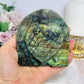 Labradorite Carved Turtle on Slab 9.5cm
