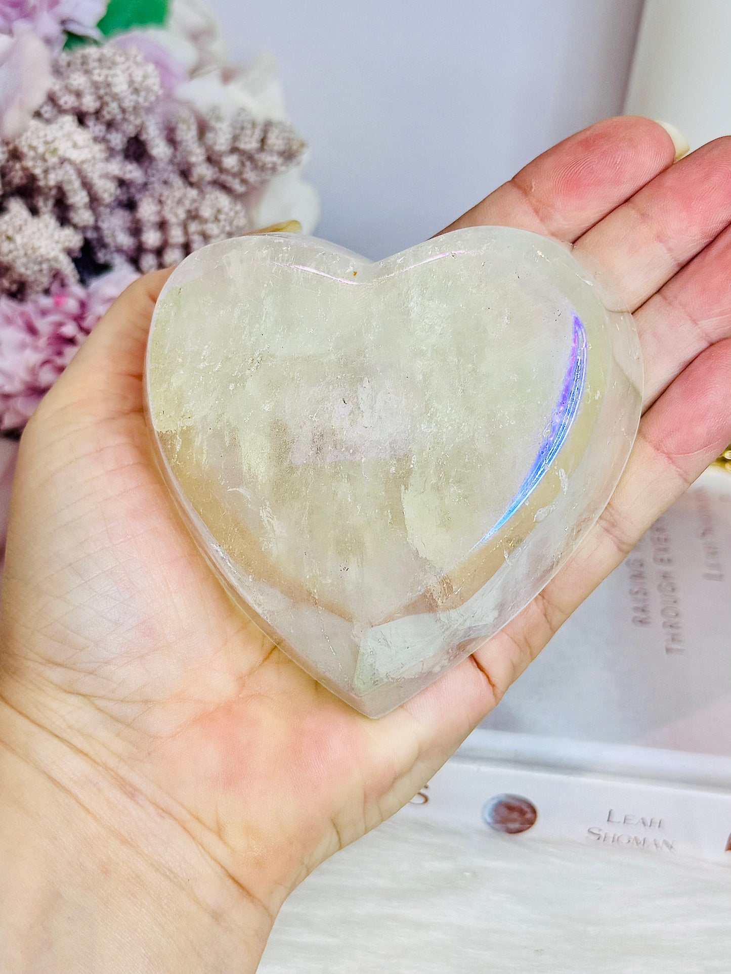 Rose Quartz Angel Aura Heart Bowl 268g