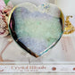 Incredible Large 14cm Angel Aura Agate Carved Heart On Stand