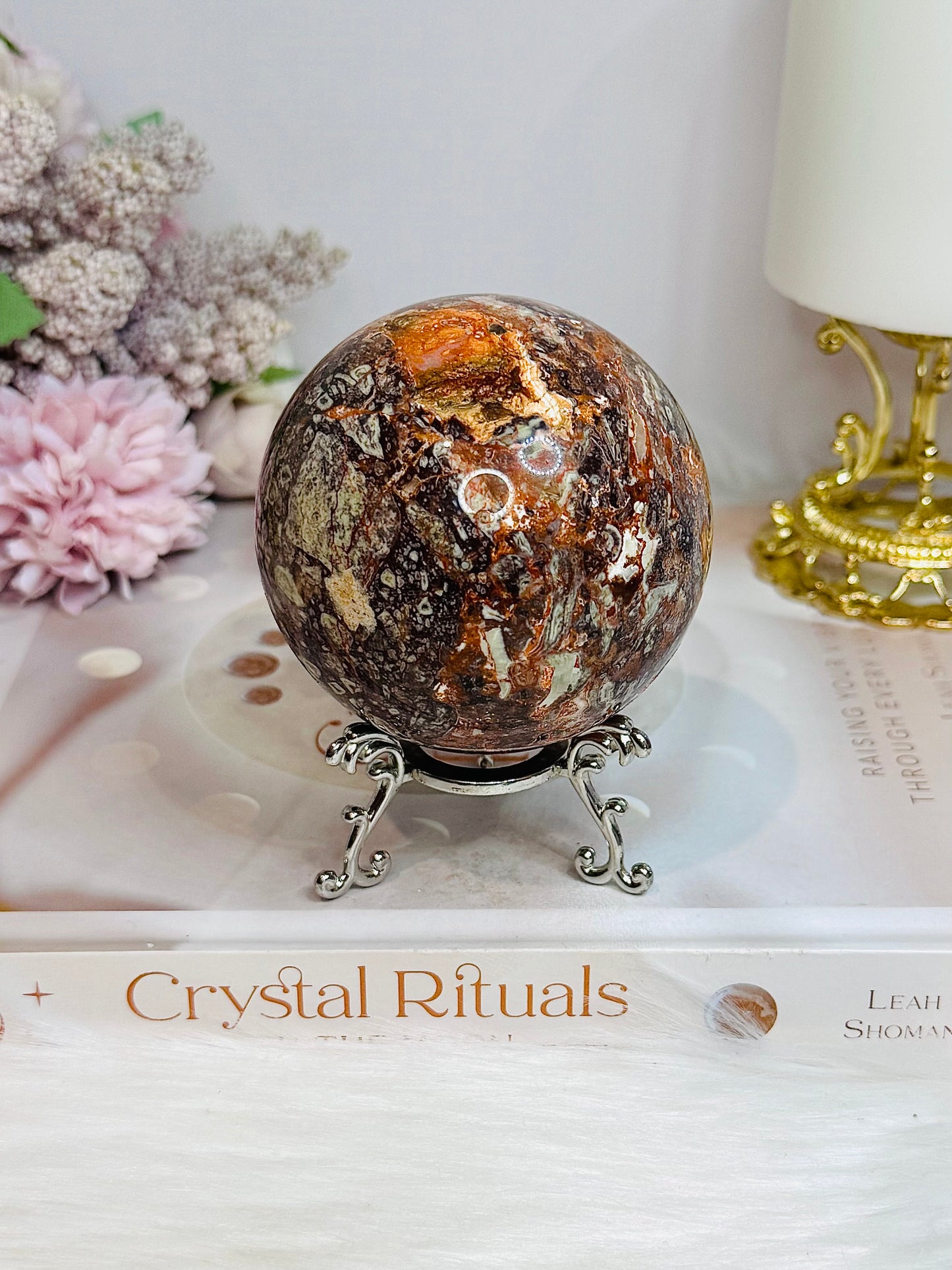 Large Money Agate Sphere on Stand 432g