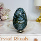 Moss Agate Druzy Egg On Stand 6.5cm