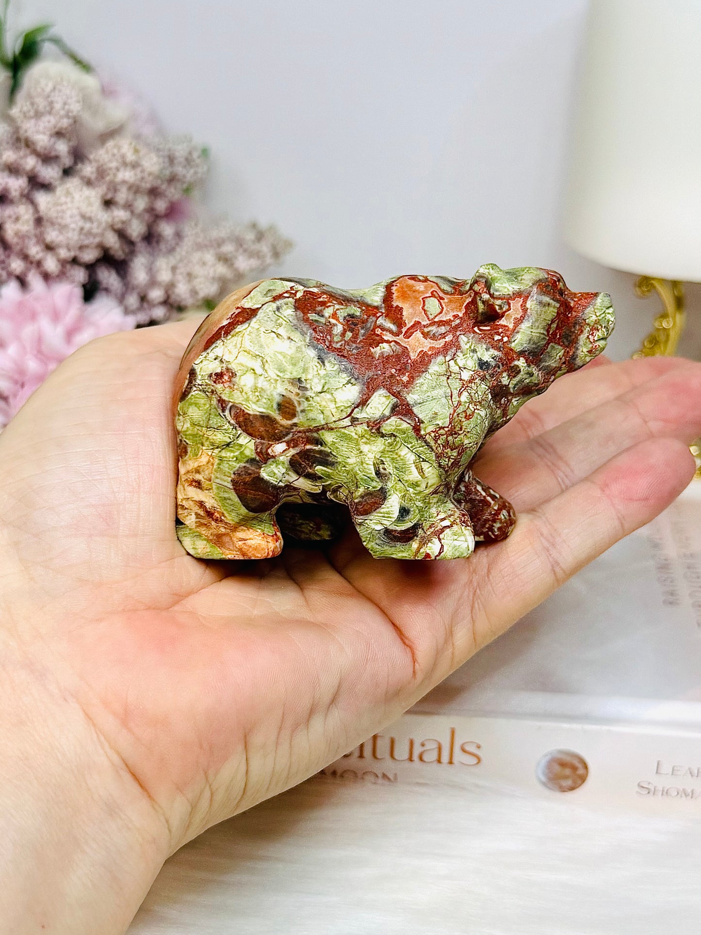 Money Agate Carved Bear 8cm
