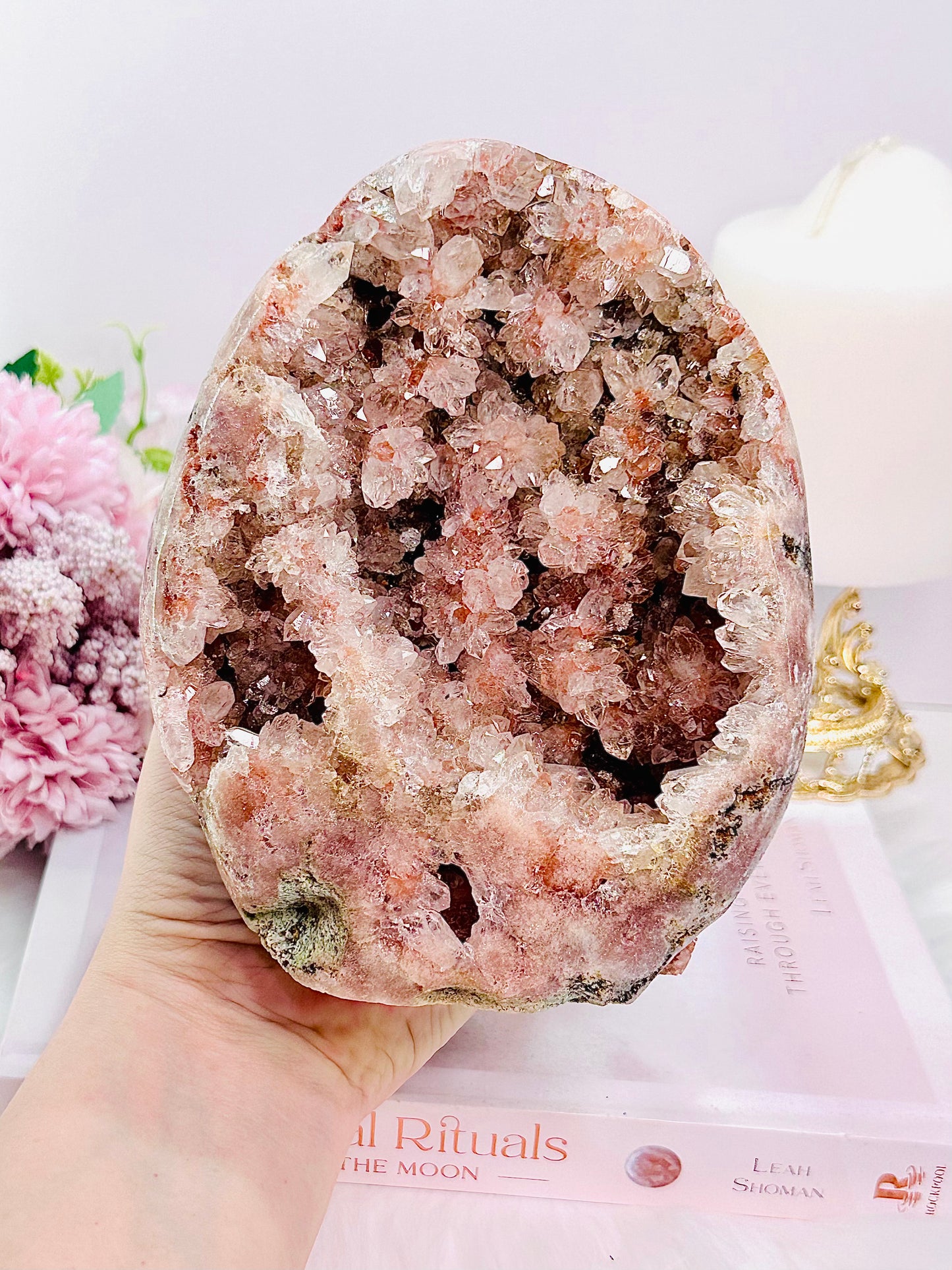 SHE IS A MASTERPIECE!!!! Classy & Fabulous Large 17cm Absolutely Incredible Pink Amethyst Druzy Freeform with Stunning Crystallisation