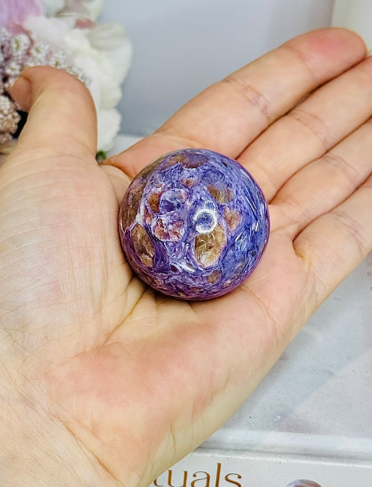 Natural Rare Charoite Sphere On Stand 76g