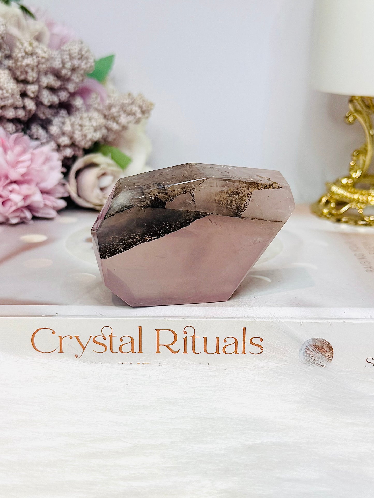 Natural Rose Quartz Freeform with Fern Tree Dentrictic Inclusions 7.5cm