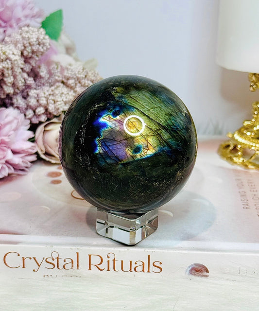Large Labradorite Sphere with Purple Flash 428g