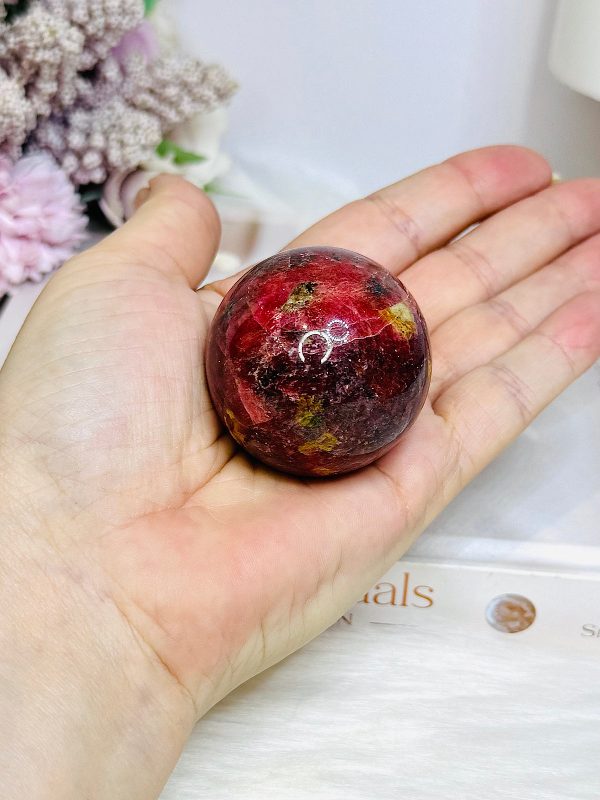High Grade Rhodonite Sphere On Stand 168g