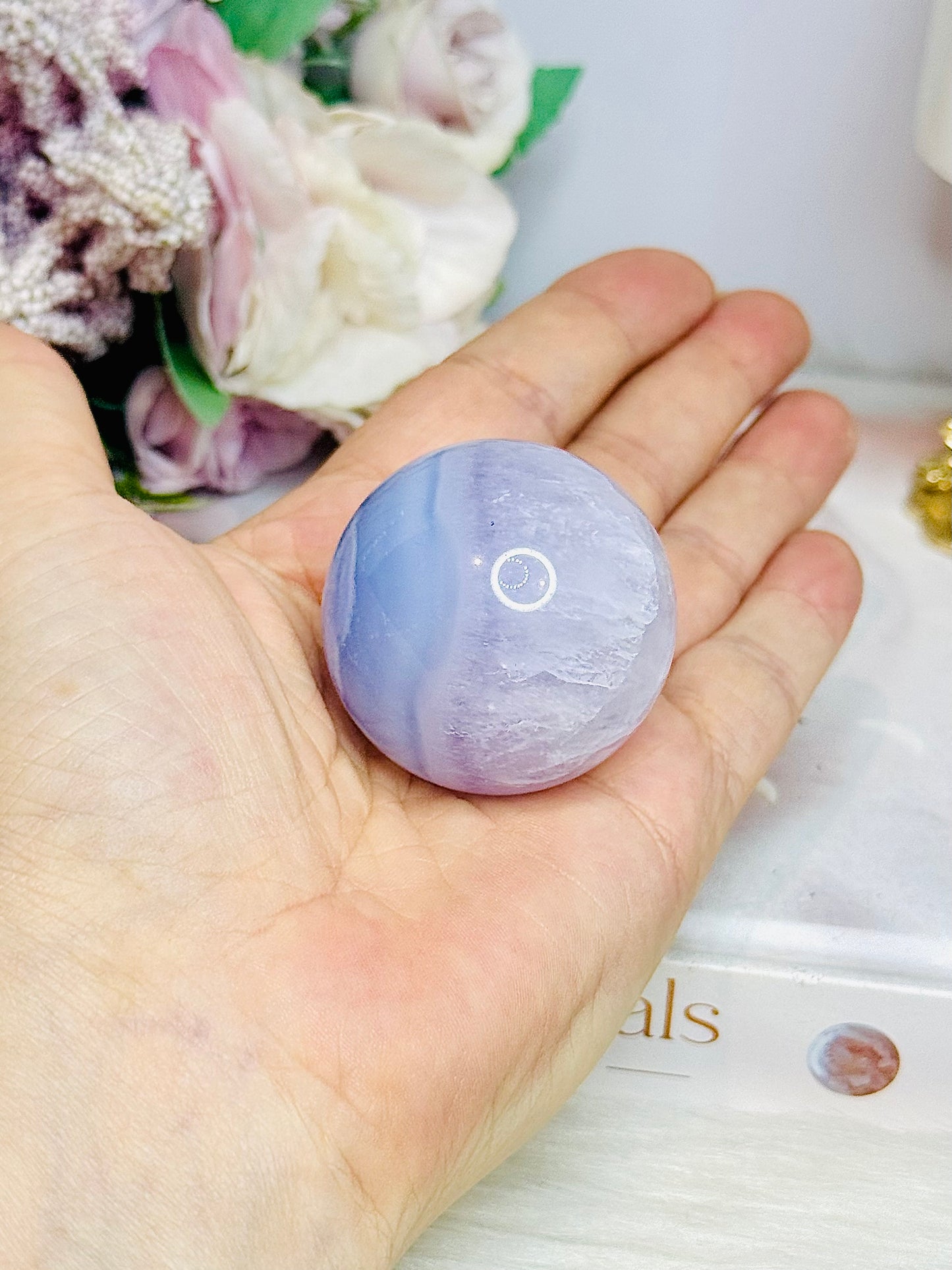 Blue Lace Agate Sphere on Stand 96g