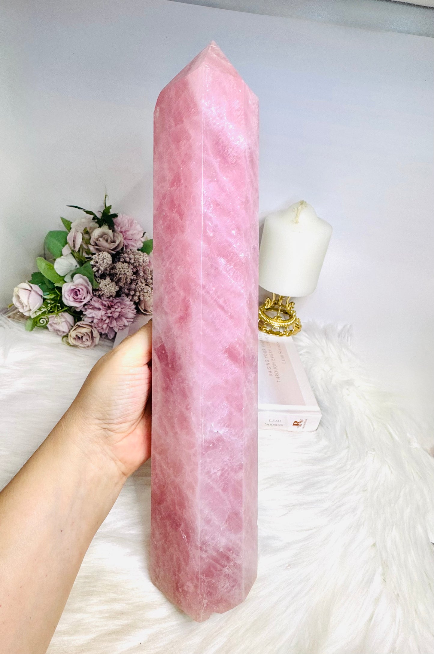 Huge Very Pink Natural Rose Quartz Tower | Generator 36cm 2.17KG