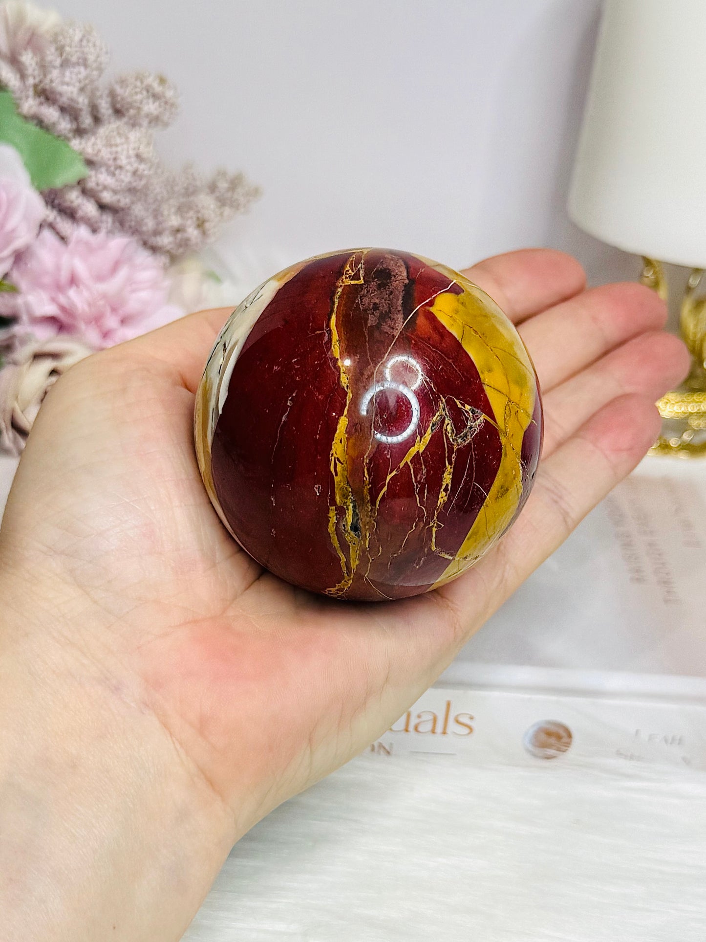 Large Mookaite Jasper Sphere on Stand 330g